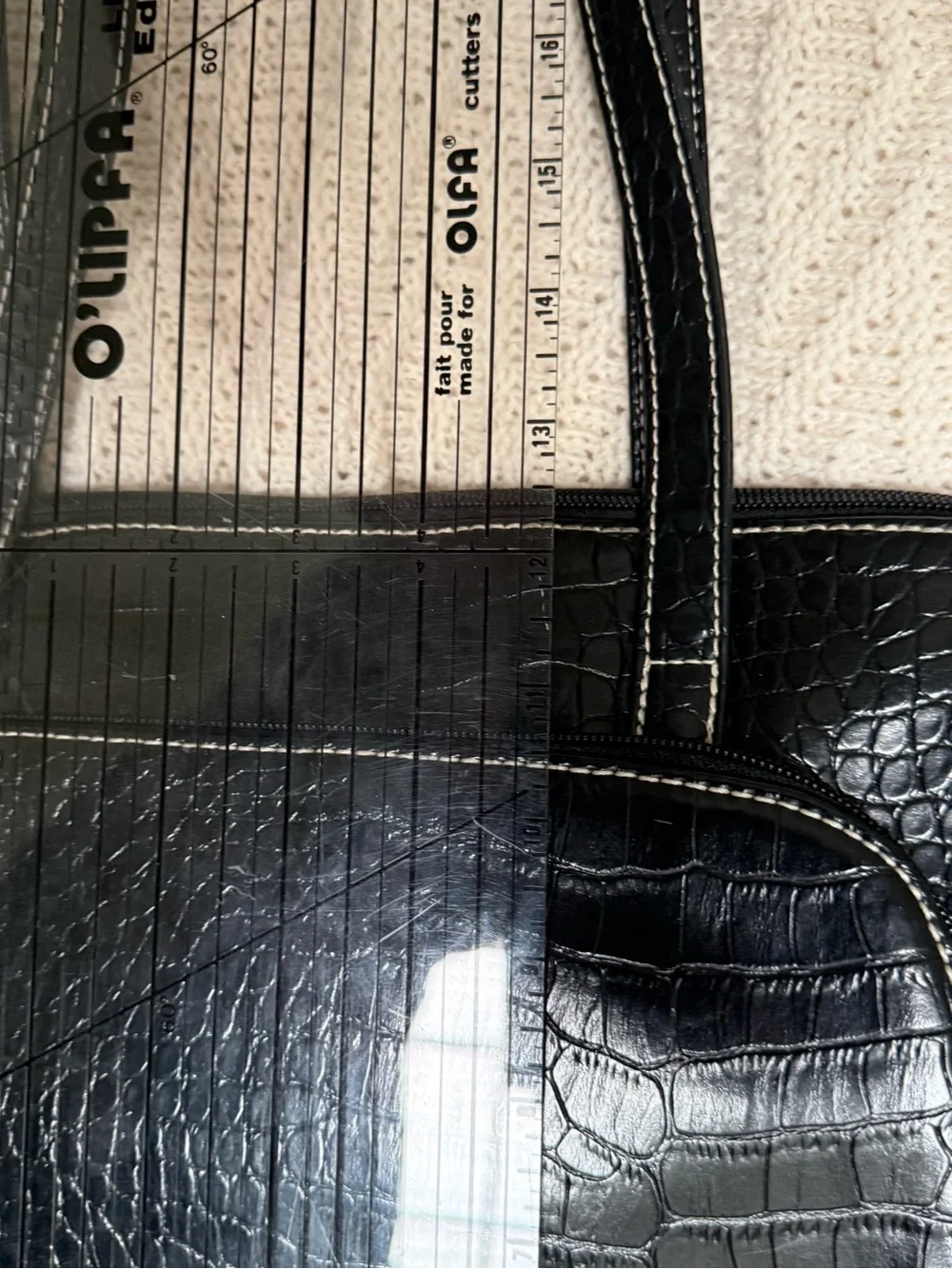 Chic, Retro Merona Black Croc-Embossed Vegan Leather Laptop Tote